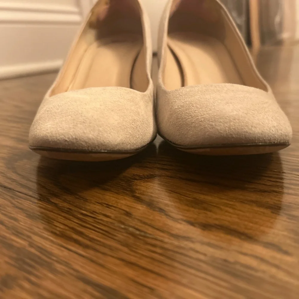 JCrew Cream Suede Block Heel Pump